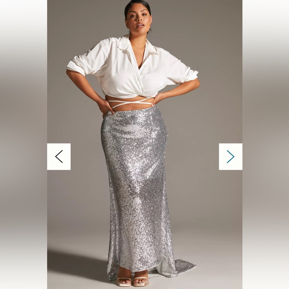 NWT NEW Mare Mare x Anthropologie sequin long skirt with train size LP